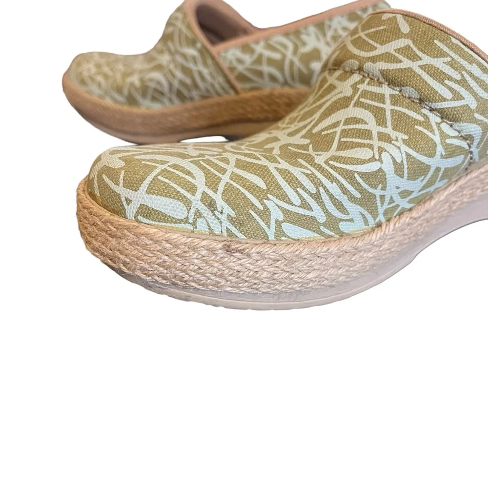 Dansko Victoria clog canvas jute espadrille green tan 38 - Picture 9 of 14